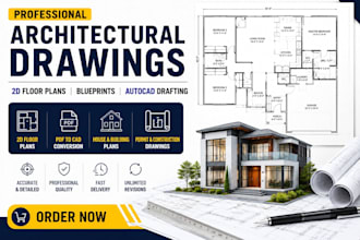 create professional architectural drawings, 2d floor plans, blueprints