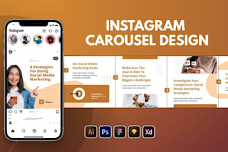 design aesthetic social media carousel posts for instagram facebook ads post