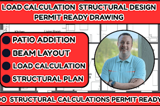 do structural load calculations for beams, slabs, columns, and foundation