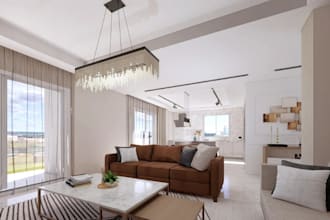 renovate 3d minimalist interior, modern living room design, home decor 3d visual