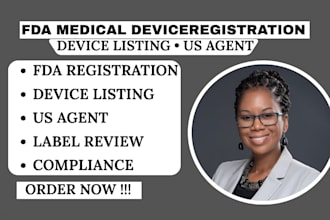 handle fda medical device registration, device listing and US agent