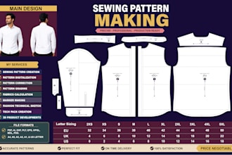 be your professional digital sewing pattern maker and grader