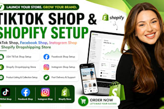 set up tiktok shop, facebook shop, instagram shop, or shopify dropshipping store