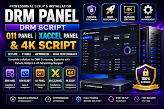 setup drm panel, drm script, o11 panel, xaccel panel, and 4k script