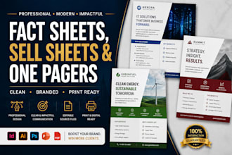 design professional fact sheets, sell sheets, and one pagers