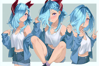 anime character an illustration and anime character