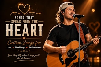 sing male acoustic song, custom love song, wedding song, anniversary gift songs