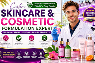 formulate skincare, cosmetics serums creams lotions and beauty products