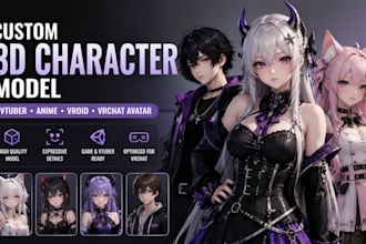 create custom 3d character model, vtuber, anime, vroid or vrchat avatar