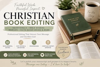 edit, proofread christian book, devotional, bible study, memoir and faith based