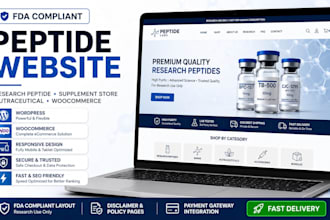 create a research peptide website, peptide store, or supplement website