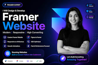 design a modern framer website, responsive framer website and figma to framer