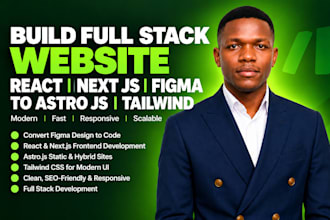 full stack website web app with react next js astro js tailwind CSS typescript