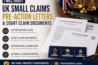 draft a UK small claims pre action letter and court claim documents