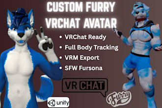 create custom furry vrchat avatar vrm 3d model sfw fursona vtuber with fbt