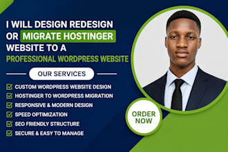 design redesign or migrate hostinger website to a professional wordpress website