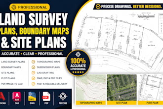 draw land survey plans, boundary maps and site plans