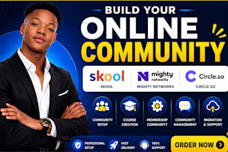 build skool, mighty networks, circle so online comunity, setup mighty networks