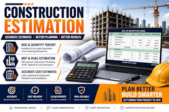 provide professional construction estimation, mep and hvac takeoff, boq
