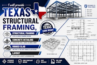 provide texas structural framing, concrete detailing, ribbed slab and layout