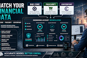 reconcile bqe core, procurify and centerpoint accounting for engineers