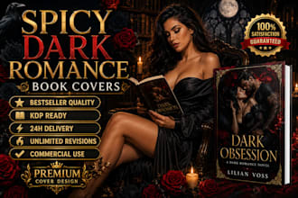 design a spicy dark romance book cover for KDP