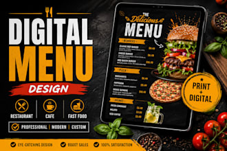 design digital menu digital menu board, TV screen menu, food menu for restaurant