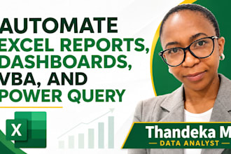 automate excel reports, dashboards, vba, and power query