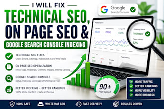 fix technical SEO, on page and google search console indexing