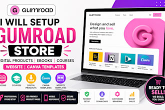 setup gumroad store digital products ebooks courses website canva templates