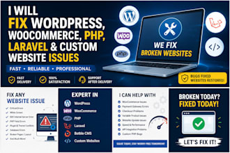 fix broken wordpress, woocommerce, PHP, laravel or custom website