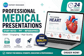 design professional canva presentations and study notes