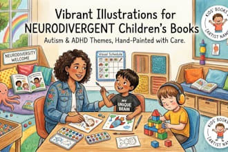 illustrate neurodivergent children book autism and adhd themes