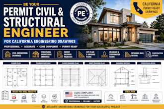 be your permit civil and structural engineer for california engineering drawings