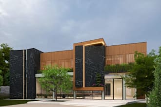restyle modern 3d exterior house villa design, home facade, elegant in rendering