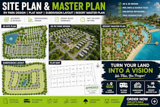 detailed site plan, rv parking design, plat map, subdivision resort master plan