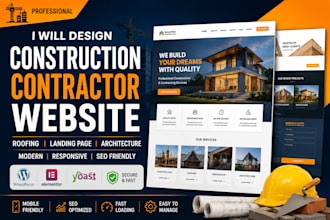 design construction contractor website roofing landing page architecture website