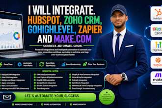 integrate hubspot, zoho CRM, gohighlevel, zapier and makecom