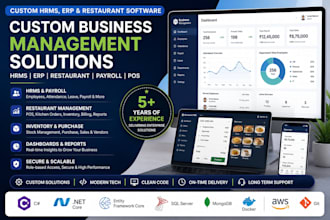 develop custom hrms, payroll, erp or restaurant management software