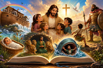 do bible themed christian book illustration, biblical illustration, amazon kdp