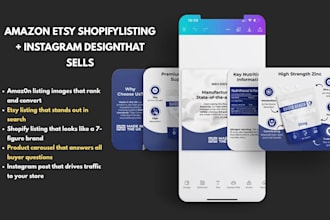 design product listing carousel images, ig post design for amazon etsy shopify