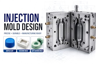 design injection mold, silicone mold, slip casting and 3d cad