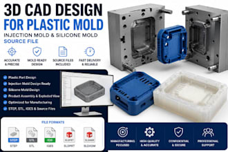 do cad design for plastic mold design injection mold, silicone mold, source file
