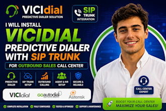 install vicidial predictive dialer with sip trunk for outbound sales call center