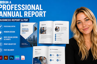 write and design a professional annual report business report and PDF