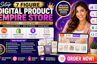 setup 7figure esty digital product shop shopify store stan store gumroad website