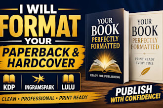 format your paperback and hardcover for KDP ingramspark and lulu