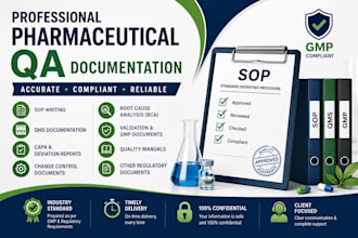 prepare pharmaceutical QA documentation and sops