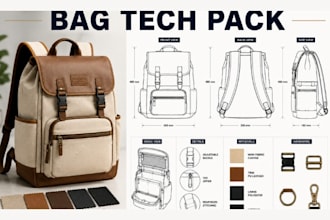 design bag tech pack, backpack, luggage, handbag, tote bag for production ready
