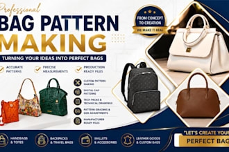 create digital handbag backpack totes bag sewing patterns tech pack drawings